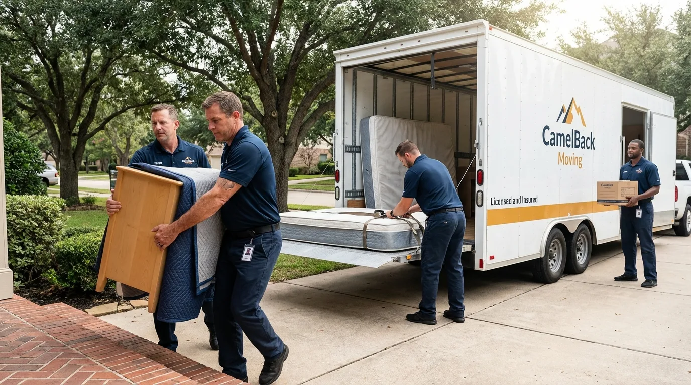 Crew loading residential truck for cross-state move from Centreville, MS