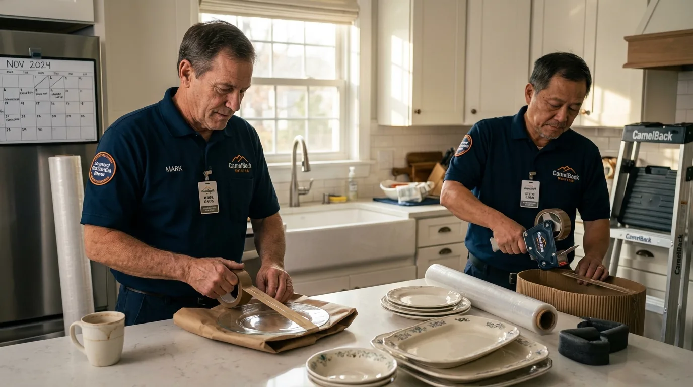 Professional crew packing kitchen dishware in Centreville, MS